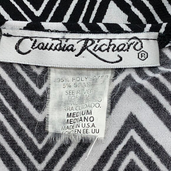 🎉Claudia Richard Black & White Chevron Print Top - Picture 4 of 6